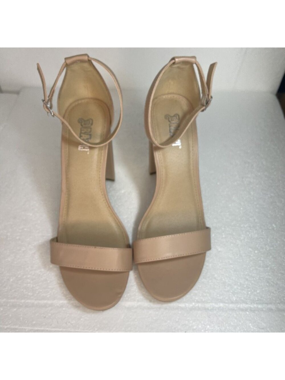 Brash Women 9.5 Nude Block Heel Sandals Synthetic Material Ankle Strap Open Toe